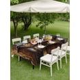 thumbnail image 5 of 60x120 Inch Outdoor Tablecloth with Umbrella Hole Zipper Rectangle Farmhouse Retro Rectangular Tablecloths Outside Waterproof Brown Country Texas Star Wooden Grain Patio Table Cover for Picnic Party, 5 of 8