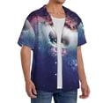 thumbnail image 2 of Sikiie Planets Stars And Galaxies Men's Wrinkle Free Untucked Cuban Shirt Business Casual Button Down Shirts Short Sleeve Shirt3X-Large, 2 of 5