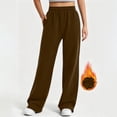 thumbnail image 6 of Women's Fleece Sweatpants High Waist with Pockets Side Split Elastic Waist Casual Pants, Brown-XL, 6 of 9