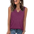 thumbnail image 2 of ZEHJUHAN Women's Solid Color V-Neck Sleeveless Tank Top - Basic Stretchy Summer Tee Purple，XL, 2 of 7
