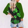 thumbnail image 7 of Saint Patricks Day Outfit Women 3/4 Sleeve Crew Neck Raglan Tee Shamrock Clover Shirt Loose Fit Soft Tops Green Irish Blouse, 7 of 7
