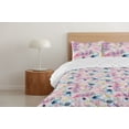 thumbnail image 4 of Ambesonne Flowers Boho Down Alternative Quilt Comforter, Meadow Hibiscus Art, King, Pale Pink Pale Azure Blue, 4 of 5