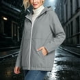 thumbnail image 4 of WPPGONE Womens Windbreaker Jacket Hooded Water-Repellent Hem Drawstring Zip Up Long Sleeve Coat Outdoor Autumn Winter Fashion Casual Jacket with Pockets, 4 of 9