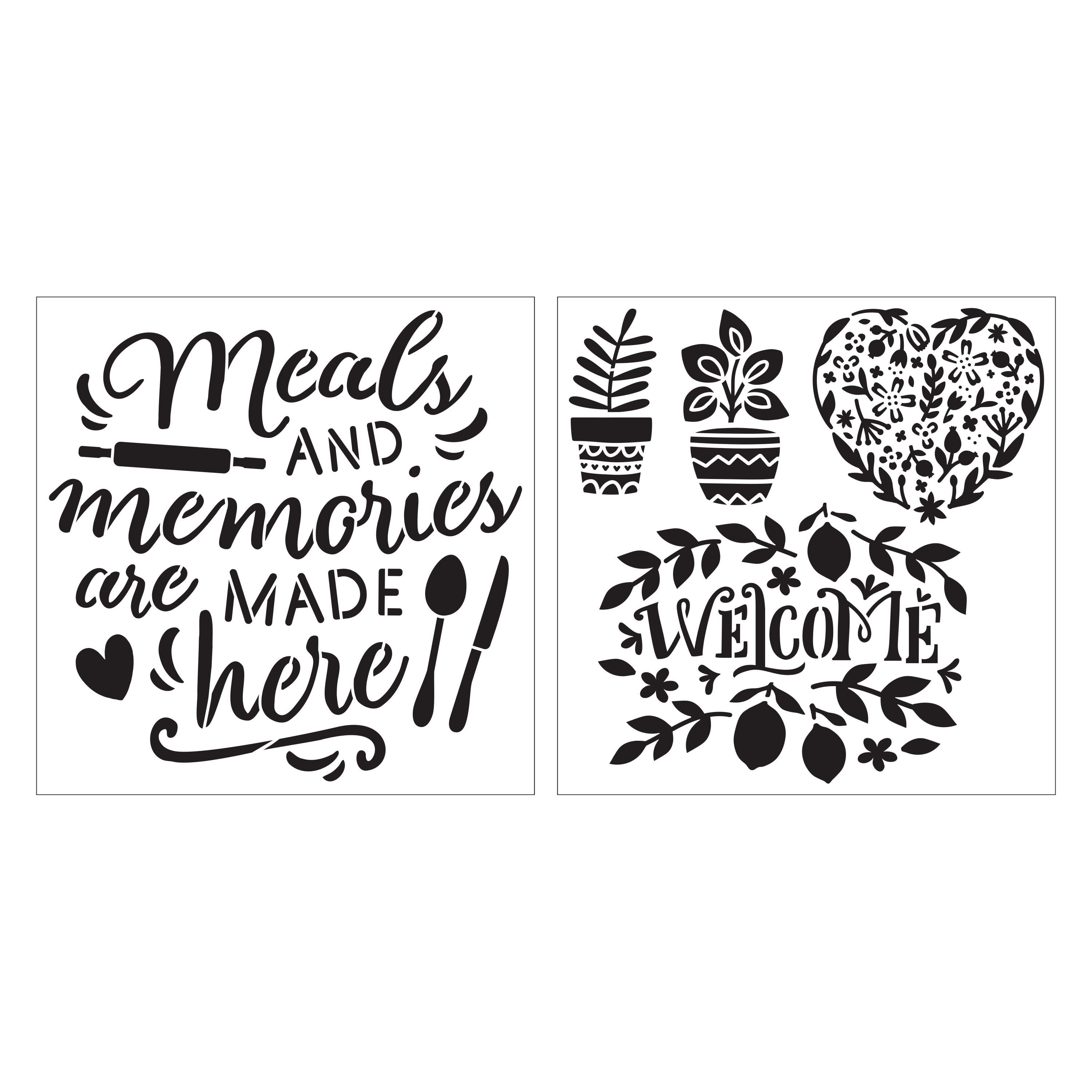 Hello Hobby Home & Kitchen Solid Print Reusable Art Stencil, Synthetic (2 Pieces)