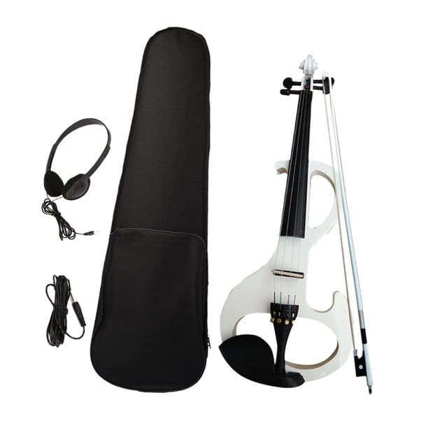 Conjunto de violín eléctrico de madera maciza, violín eléctrico silencioso, instrumentos de cuerda con Blanco