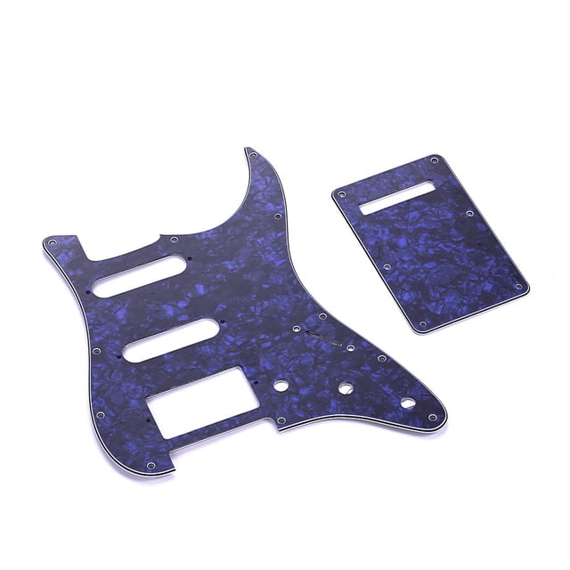 American ST Electric Guitar SSH Pickguard Set - 4-Ply PVC & Celluloid Construction with Back Plate, 18 Screws, Protective Film - Blue Pearl Finish, Single-Single-Humbucker Configuration, 0.1in