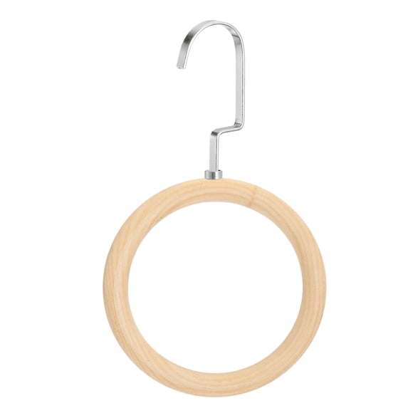 Unique Bargains 4.7 Inch Scarf Ring Hanger Wooden Circles Scarf Holder, 10cm Length Hook Silver