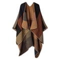 thumbnail image 1 of Manta para mujer, chales, abrigos de invierno, poncho con frente abierto, capa, cárdigan de gran tamaño, suéter, 160*135CM, marrón, 1 of 5