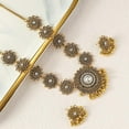 thumbnail image 4 of Bollywood Indian Jewelry Sets for Women Wedding Party Jewelry Flower Tassel Beaded Dangle Earring Oxidized Indian Choker Necklace Gold Plated Zirconia Jhumkas Chandelier Earrings Boho Jewelry, 4 of 10
