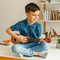 thumbnail image 1 of HONITANO 1Set Mini Guitar Toy Playable Musical Instrument Plastic Light Brown for Kids Education, 1 of 8