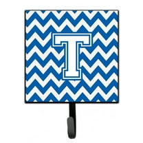 Carolines Treasures CJ1045-TSH4 Letter T Chevron Blue and White Leash or Key Holder Single Hook multicolor