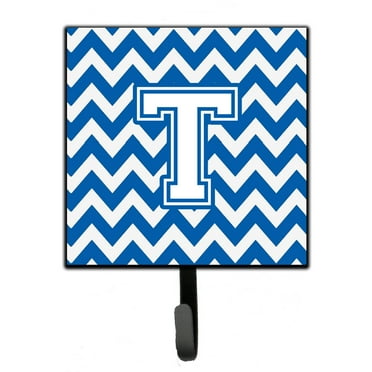 Carolines Treasures CJ1045-TSH4 Letter T Chevron Blue and White Leash or Key Holder Single Hook multicolor