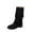 Black, variant on Willtoo Flat Boots With Fringe For Women,Mid Calf Boots For Women Low Heel,Suede Ankle Boots Black