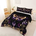 thumbnail image 2 of Homewish Boho Dark Moths Queen Comforter Set,Gold Purple Plants Comforter Sets Queen,Black Reversible,3 Pieces,1 Comforter and 2 Pillowcases, 2 of 7