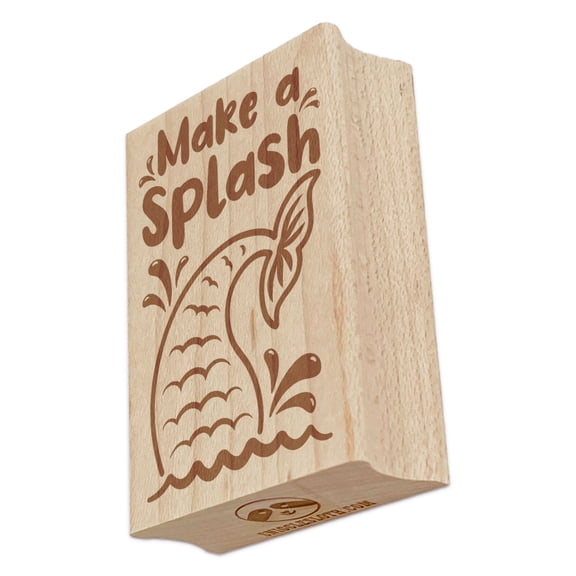 Make a Splash Mermaid Tail Rectangle Rubber Stamp Stamping Scrapbooking Crafting - Small 1.7in