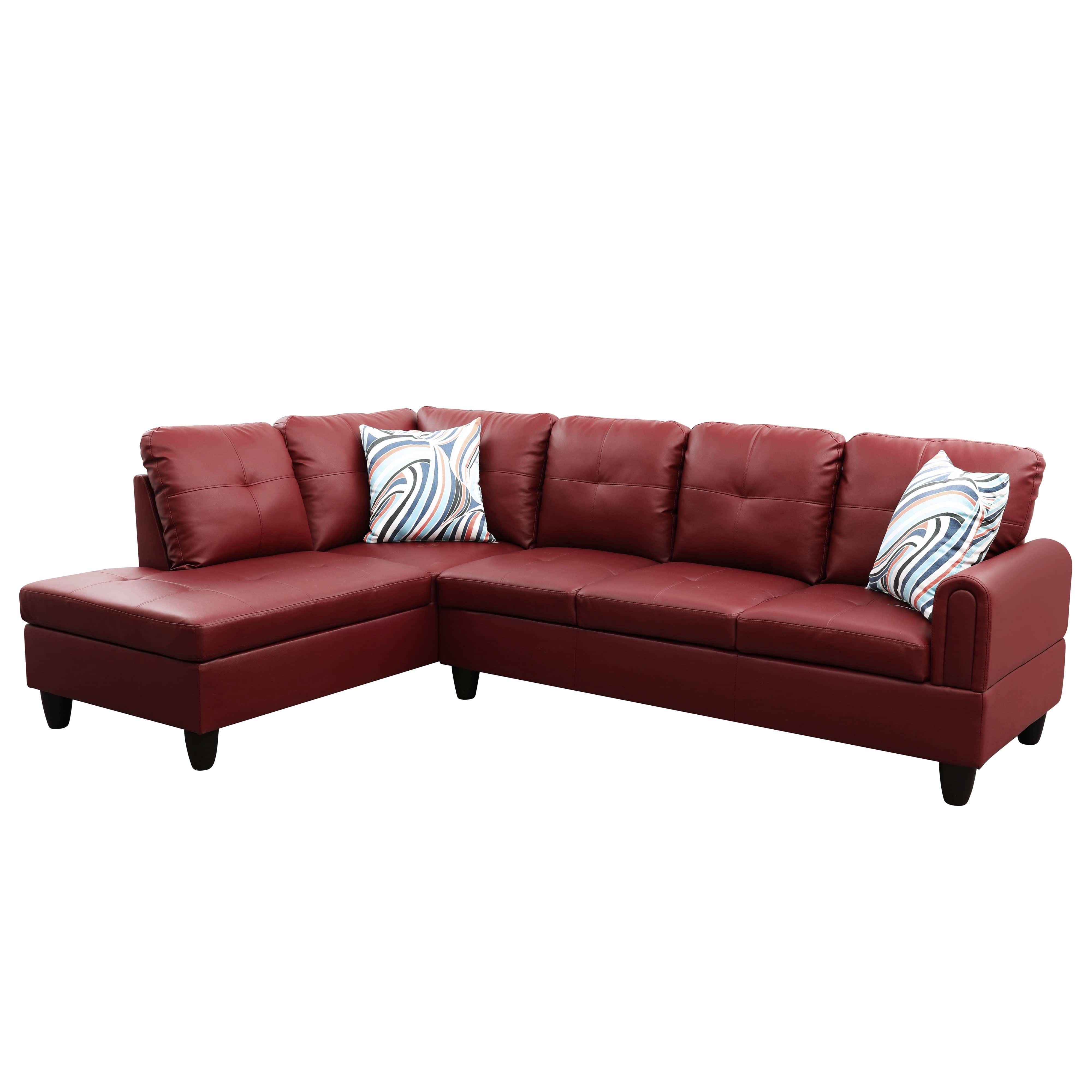 MAYEERTY 97" Ruby Modern Faux Leather Couch Rich Red Bold Living Room Seating