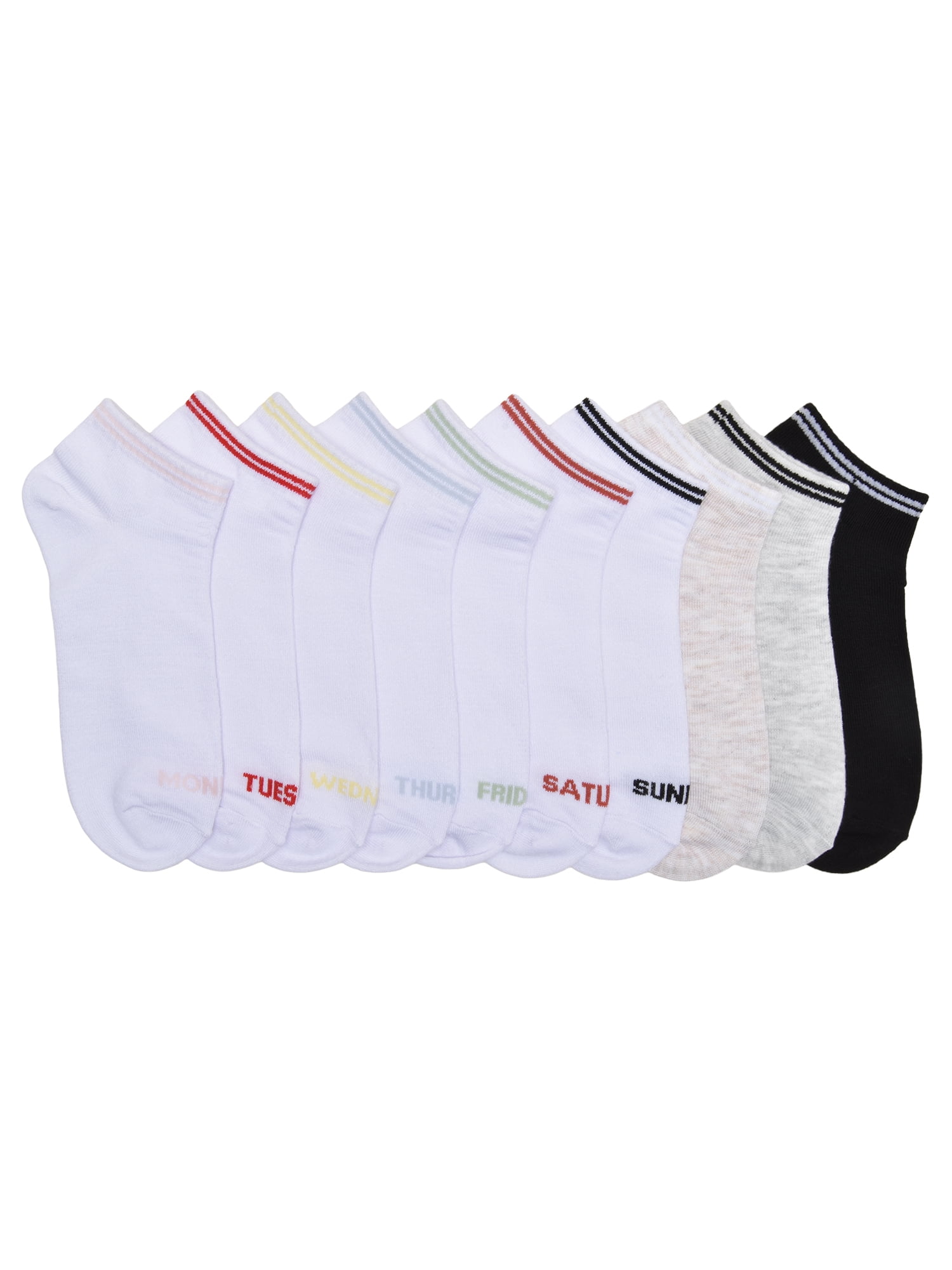 No Boundaries Women’s Low Cut Socks, 10 Pack, Shoe Sizes 4-10