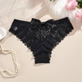 thumbnail image 2 of Womens Lace Thong Panties with Satin Bow - Black Low Rise Underwear, Comfortable Stretchy Lace for Everyday & Special Occasions,Size S, 2 of 4
