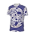 thumbnail image 5 of Rocae Blue And White Porcelain Pattern for Men's Mesh Quick-Dry Short Sleeve Workout T-Shirt,Mens Crew Neck Tee Lightweight Soft Classic T Shirts 6X-Large, 5 of 9