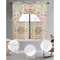 thumbnail image 2 of Beige Boho Swag Curtains for Living Room/Bedroom Windows, Retro Ethnic Shabby Colorful Floral Patterned Kitchen Curtains and Valances Set 36 Inch Length, Light Filtering Swags Valance Curtain Panels, 2 of 5