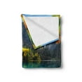 thumbnail image 2 of Nature Soft Flannel Fleece Blanket, Idyllic Mountain Creek Crystal Water Forest Pastoral Rural Landscape, Cozy Plush for Indoor and Outdoor Use, 50" x 60", Teal Fern Green Marigold, by Ambesonne, 2 of 5
