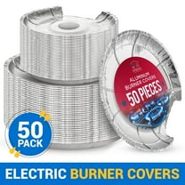 Linda’s Essentials 6" and 8" Round Electric Stove Burner Covers 50 Pack - Disposable Aluminum Burner Covers for Electric Stove - Heat Resistant Thick Electric Stove Burner Liners