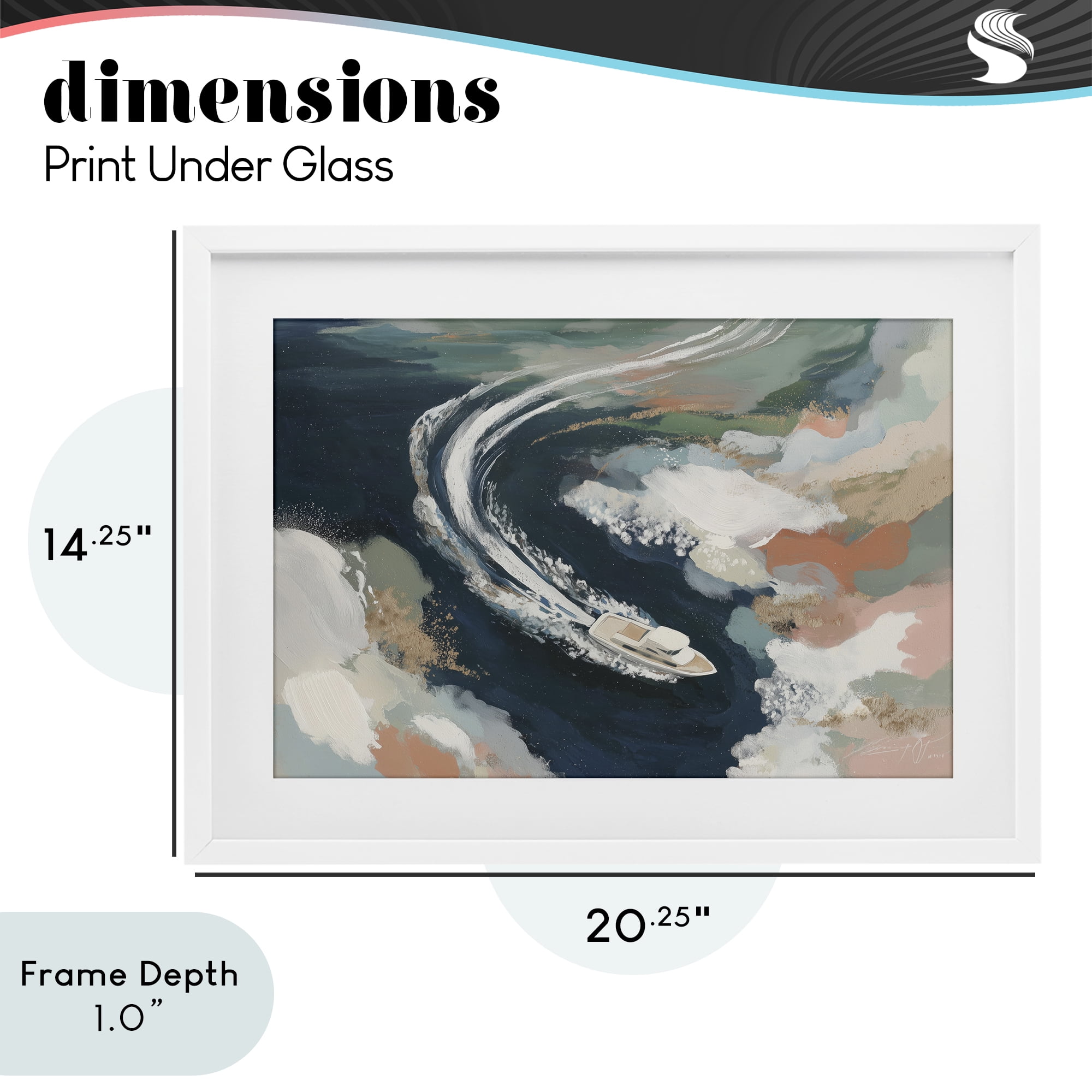 Stupell Industries Boat Wake From Above White Framed Print Under Glass, design by Chromatic Storm Studio