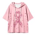 thumbnail image 4 of bravefron Oversized Hoodie for Women Cancer Short Sleeve Casual Fashion Y2K Streetwear Pullover Sweatshirt Back to School Top, 4 of 5