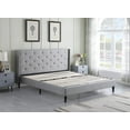 thumbnail image 4 of King Upholstered Platform Bed Frame with 45" Tall Headboard - Button Tufted Linen Bed - Gray - Oliver & Smith - Kendall, 4 of 7