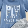 thumbnail image 5 of TOWED22 Infant Toddler Baby Boy Summer Clothes Set Short Sleeve Letter Letter Top Pocket Shorts 2 Piece Outfit(Blue,3-6 M), 5 of 6