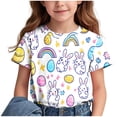 thumbnail image 2 of !KkSLirnhs 9 Years Girls Tops 4-6X Children's Short Sleeved Easter Print T-shirt Round Neck Half Sleeved Casual Versatile Top White, 2 of 7