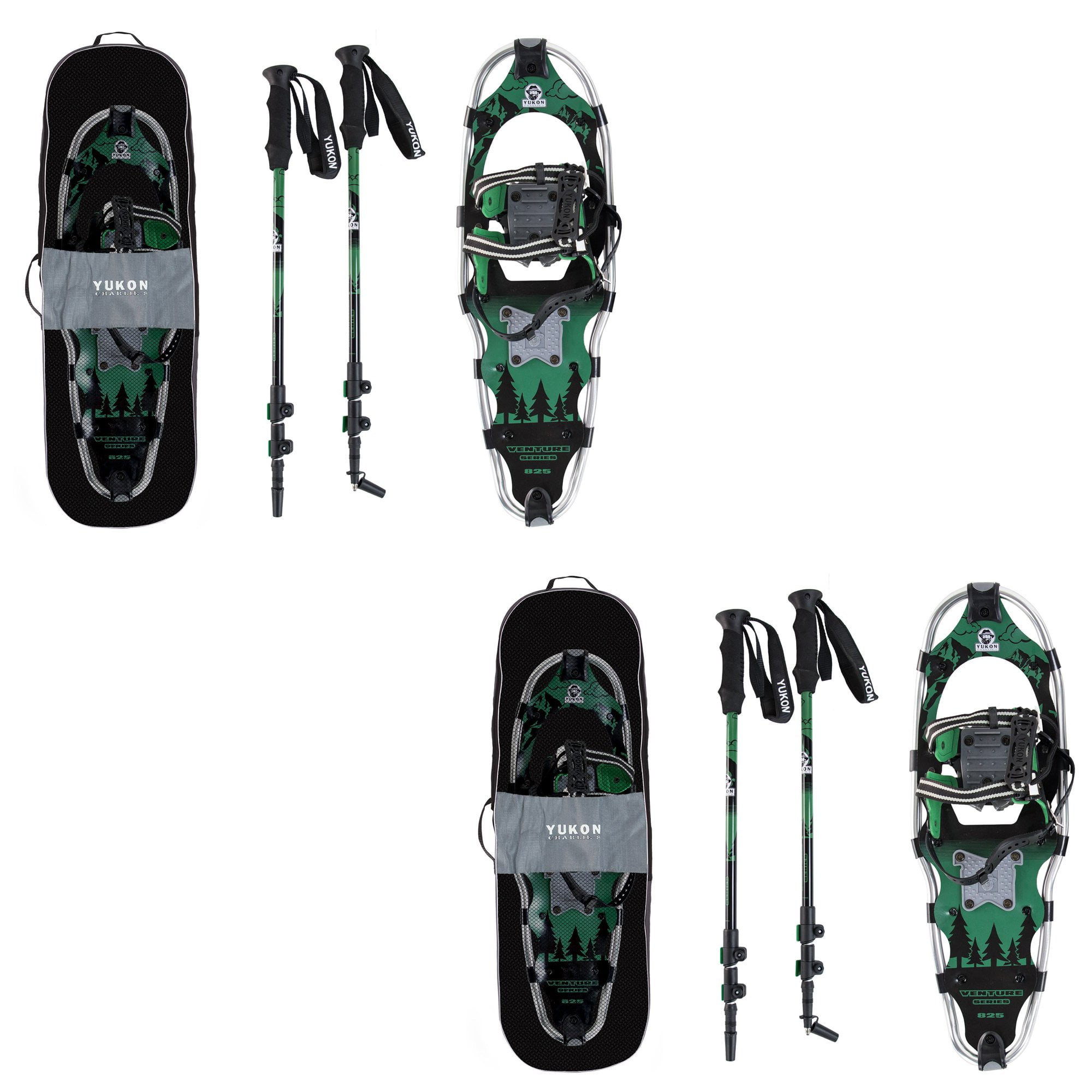 Yukon Charlie's Advanced 9x30 Inch Snowshoe Kit w Aluminum Poles & Bag (2 Pack) by Yukon Charlie's