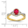 thumbnail image 3 of 14K Yellow Gold Ring Band Gemstone Ruby Oval Red Diamond Round, Size 6, 3 of 3