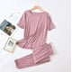 thumbnail image 3 of Conjunto de Pijamas de algodón Modal para mujer, ropa de dormir holgada, pantalón corto informal, pantalones de manga, ropa para el hogar, primavera y verano, 3 of 4