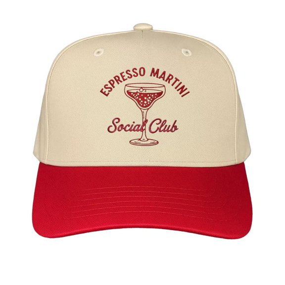 Espresso Martini Social Club Embroidered Trucker Hat, Adjustable Snapback Cap for Women, Fun Cocktail-Themed Design, Perfect for Brunch Dates, Parties, or Gifting, Stylish Everyday Accessory