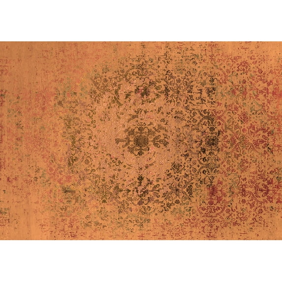 Ahgly Company Indoor Rectangle Oriental Orange Industrial Area Rugs, 7' x 10'