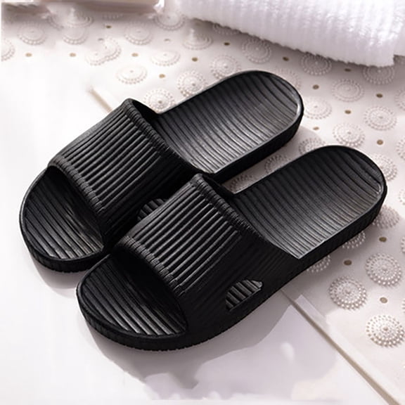 XUNKUSGA Shower Sandals for Women Men Lightweight Non Slip Open-Toe Shower Shoes Women Comfortable Breathable Non-Slip Slides for Bathroom House Slipper Outdoor Black
