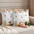 thumbnail image 2 of Fall Grey Orange Outdoor Waterproof Pillow Covers, Thanksgiving Pumpkins Vintage Maple Leaf Decorative Square Throw Pillowcase Sofa Cushion Sham for Patio/Couch/Chair, 24"x24" 2 Pack, 2 of 8