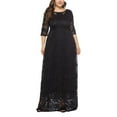 thumbnail image 2 of SWSMCLT Women's Short Sleeve Dress Maxi Semi Full Length Evening Gown Formal Lace Overlay Bridesmaid Dresses Summer (L-2XL) Black X-Large, 2 of 4