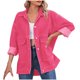 thumbnail image 2 of Chaqueta vaquera holgada informal de manga larga sin capucha para mujer, 2 of 3