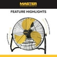 thumbnail image 5 of Master 20" High Velocity Floor Fan, 3 Speed Portable Metal Fan with Tilt Angle Head, 5 of 12