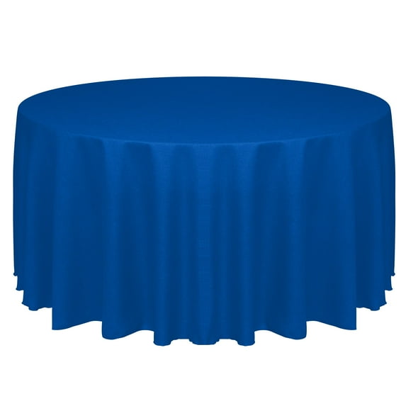 Ultimate Textile Faux Burlap - Havana 90-Inch Round Tablecloth - Basket Weave, Royal Blue