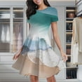 thumbnail image 2 of Beach Wave Print Women's Classic Swing Skater Dress Casual Work Party Cocktail Dresses, 2 of 6