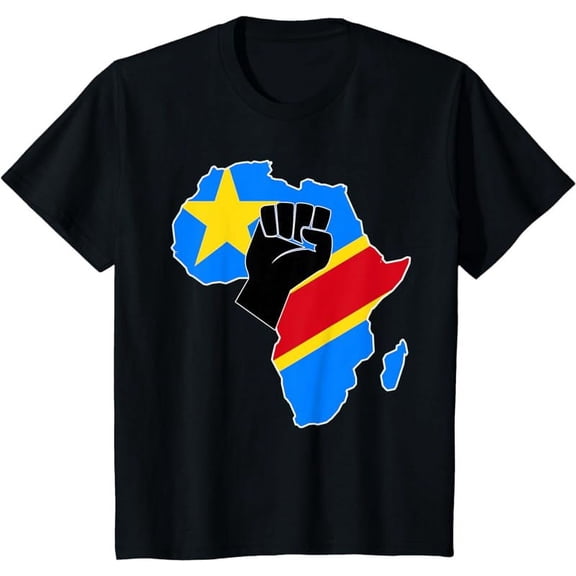 Love Democratic Republic Of Congo DRC RDC Flag In Africa Map T-Shirt