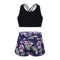 thumbnail image 2 of Girls 3Pcs Racer Back Top with Briefs and Booty Short Gymnastics Dance Sport Outfits Flowers 14, 2 of 7