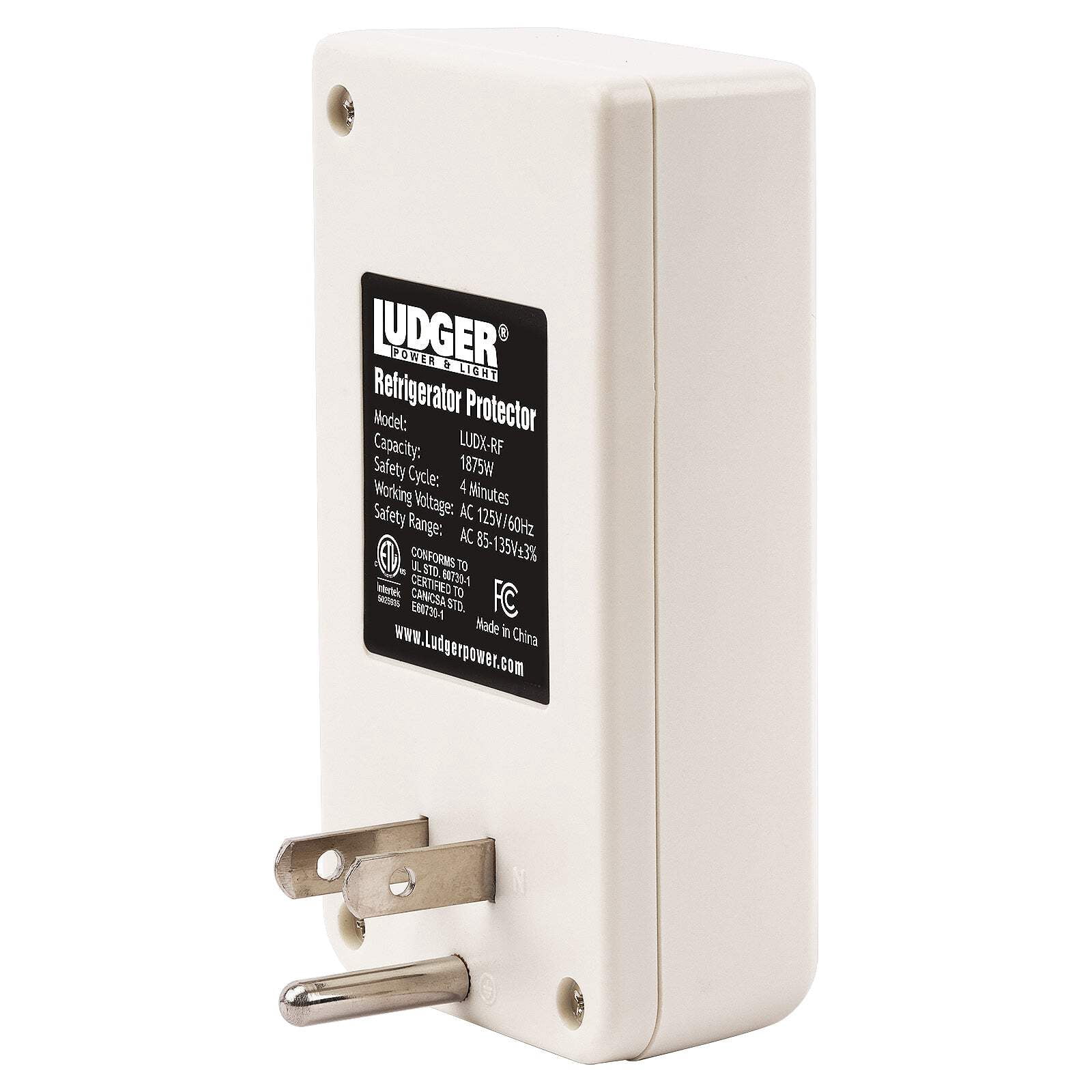 Ludger Power Surge Protector for Refrigerator (LUDX-RF), ETL Certified, Connects to Most Domestic Refrigerators, 4-Minute Safety Cycle, 3 Modes LED Indicator, Fire-Resistant Shell