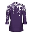 thumbnail image 4 of Utoimkio 3/4 Sleeve Blouses for Women Plus Size V Neck Shirts Casual Floral Print Lightweight Loose Fit Tee Tops for Women, 4 of 5