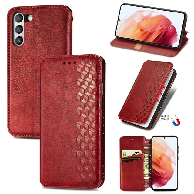 Étui pour Samsung Galaxy S21 FE 5G/4G, Étui Portefeuille Protecteur Magnétique à Rabat