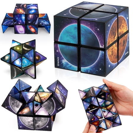 Anofty 2 in 1 Star Sky Magic Cube, Infinity Fidget Cube Sensory Toys for Kids Ages 8-13, Stress Relief Travel Toys for 5 6 7 8 9 10 Year Old Boys Girls Birthday Gift