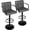 Grey + Black Base, variant on Adjustable Bar Stools with Armrest, Square  Swivel Double Stitching with  Bar Stool, Set of 2 (Grey + Black Base)